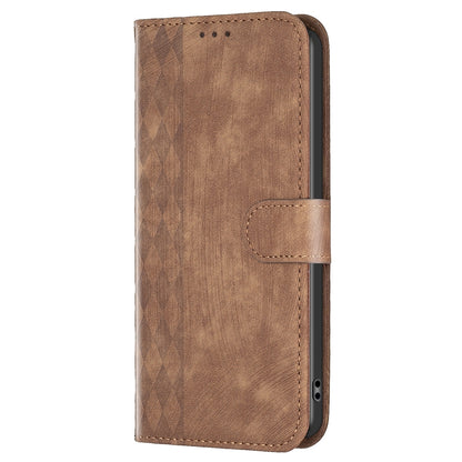 Xiaomi Poco M6 Pro 4G Case - Embossed Plaid Leather Wallet Cover with Card Slots, Kickstand, and 360 degree Protection