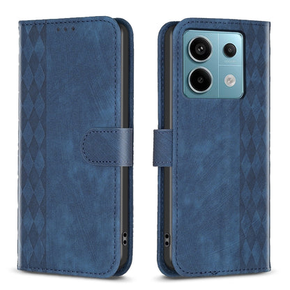 Xiaomi Poco M6 Pro 4G Case - Embossed Plaid Leather Wallet Cover with Card Slots, Kickstand, and 360 degree Protection