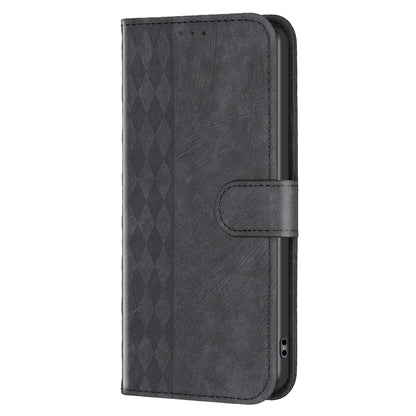 Xiaomi Poco M6 Pro 4G Case - Embossed Plaid Leather Wallet Cover with Card Slots, Kickstand, and 360 degree Protection