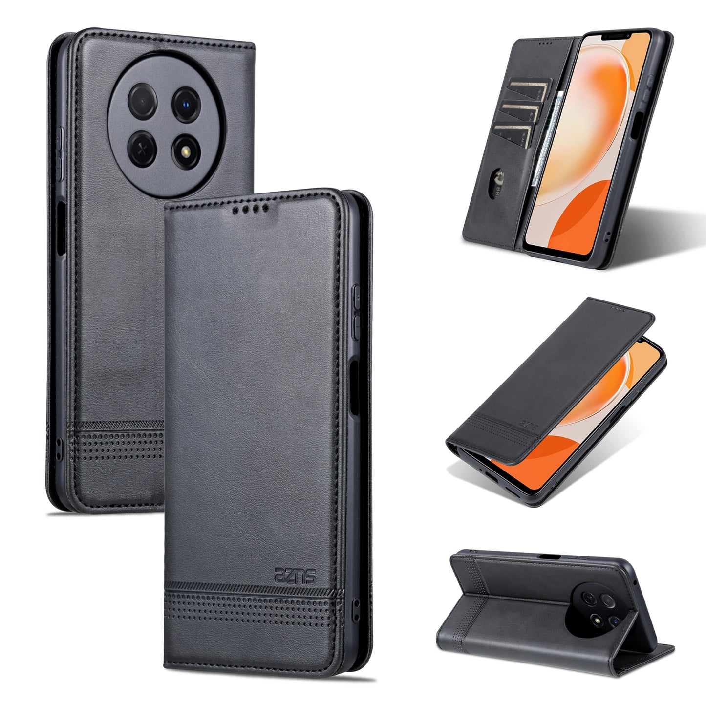 Huawei Enjoy 60X Leather Wallet Case with Card Holder & Magnetic Closure