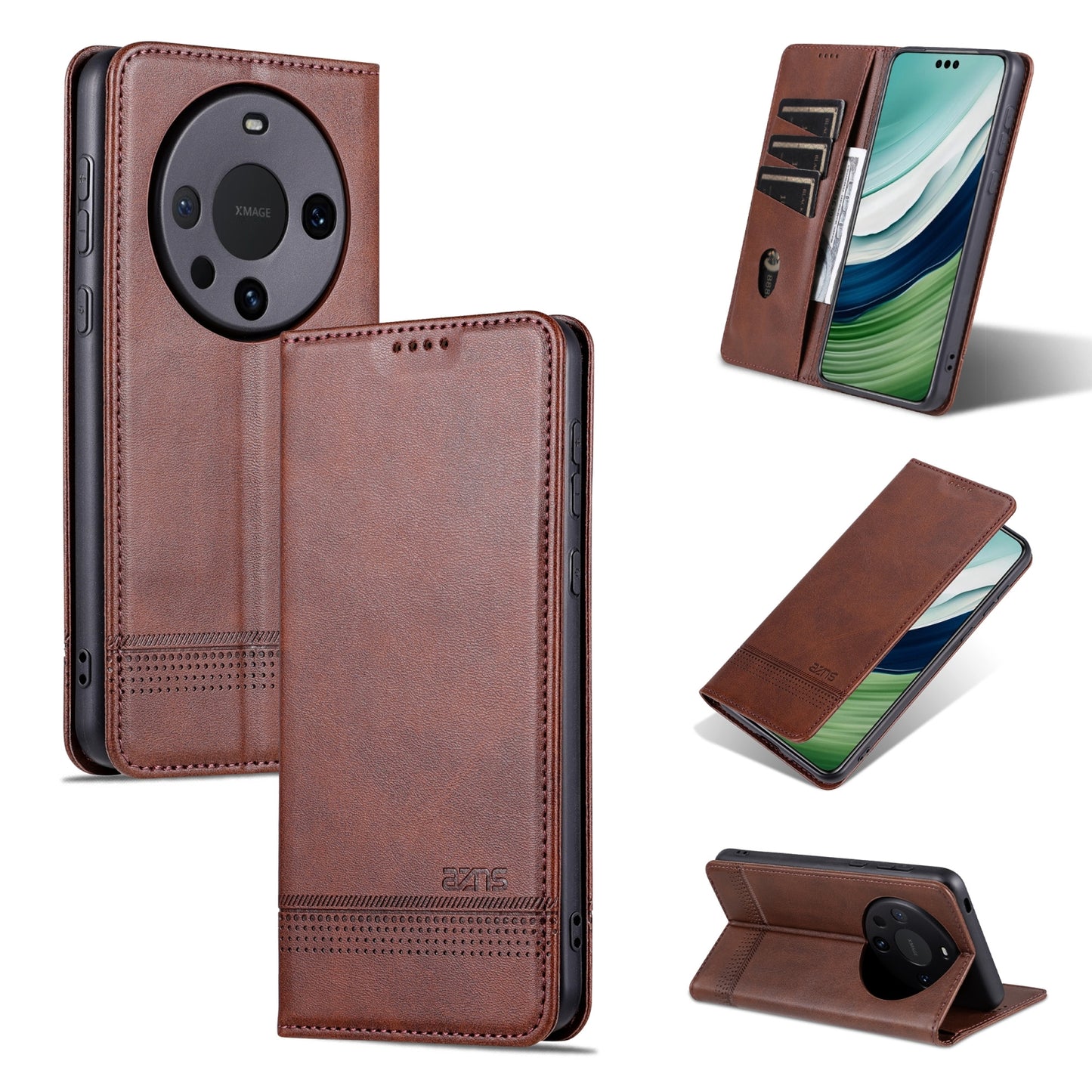 Huawei Mate 60 Pro Leather Wallet Case with Card Holder & Magnetic Closure