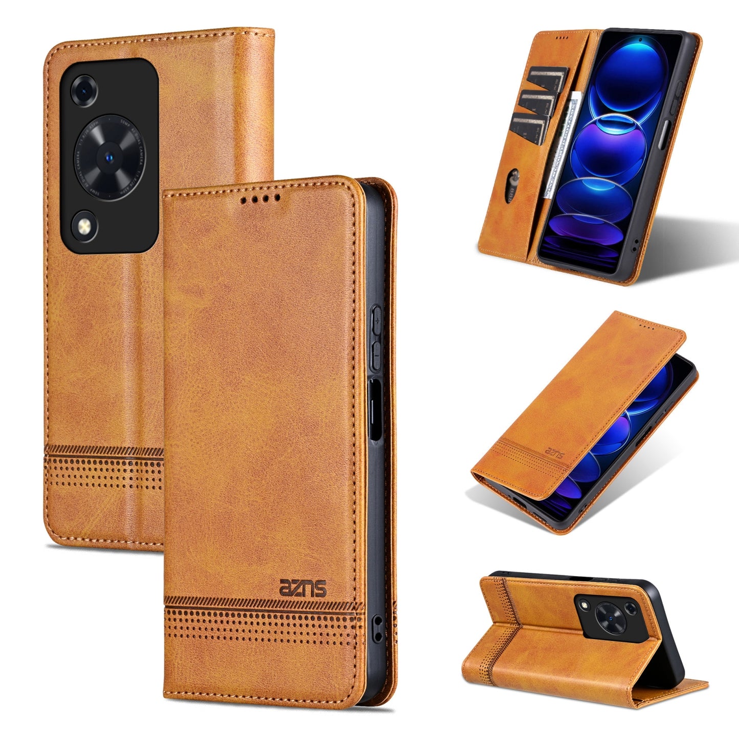 Huawei Enjoy 70 Leather Wallet Case with Card Holder & Magnetic Closure