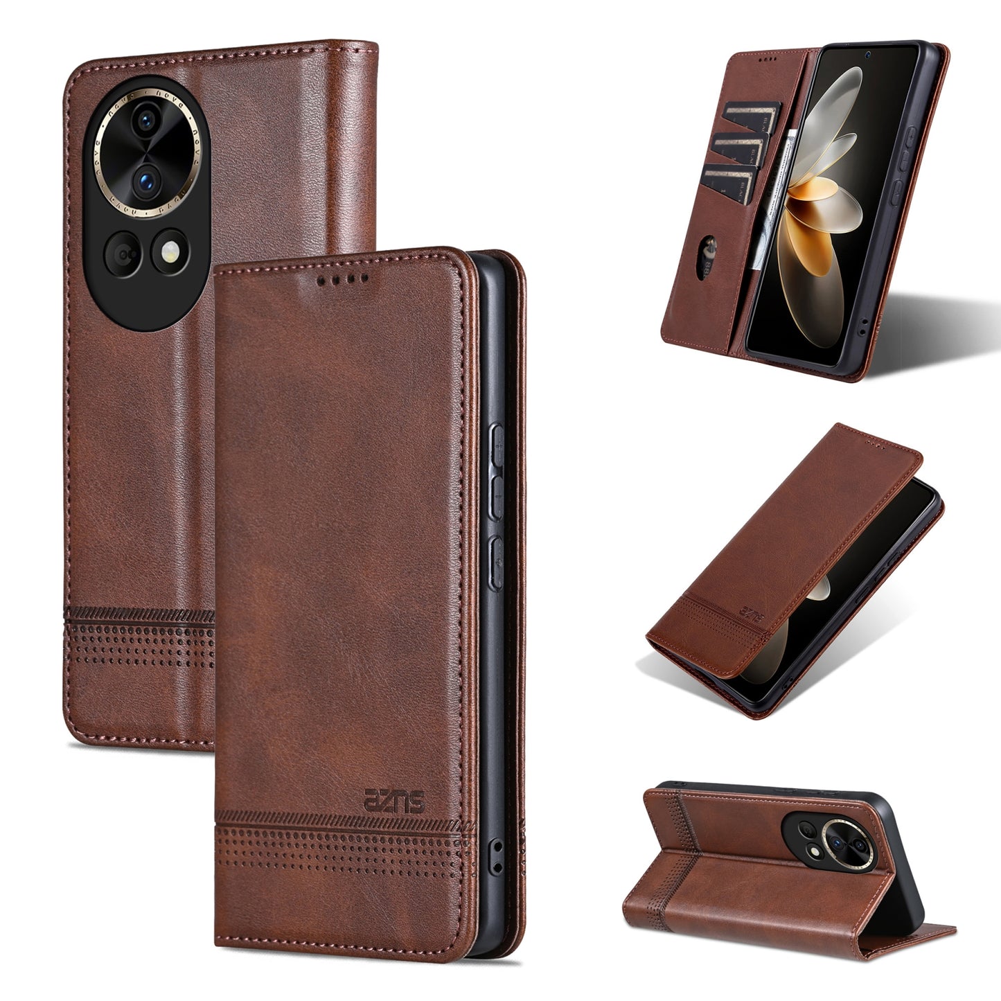 Huawei Nova 12 Leather Wallet Case with Card Holder & Magnetic Closure