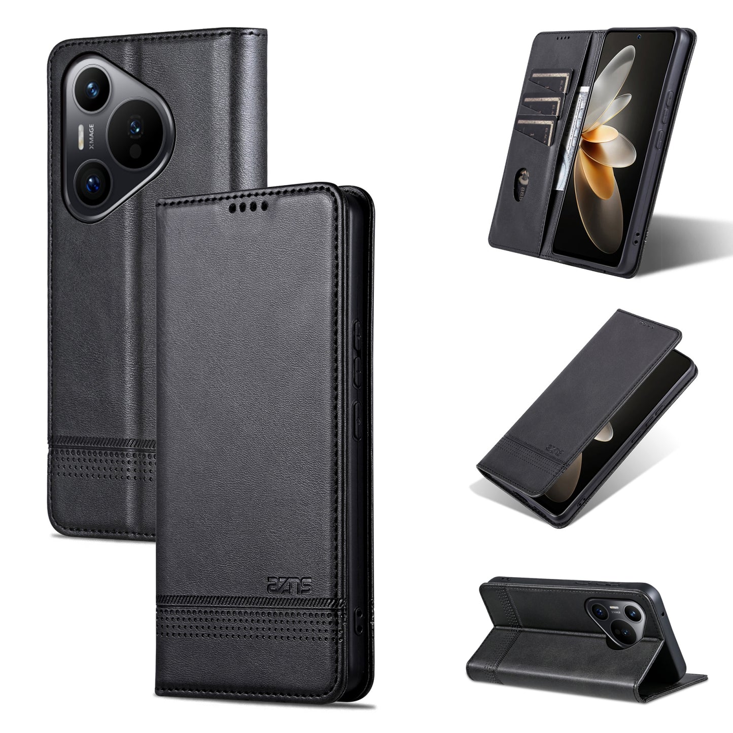 Huawei Pura 70 Leather Wallet Case with Card Holder & Magnetic Closure