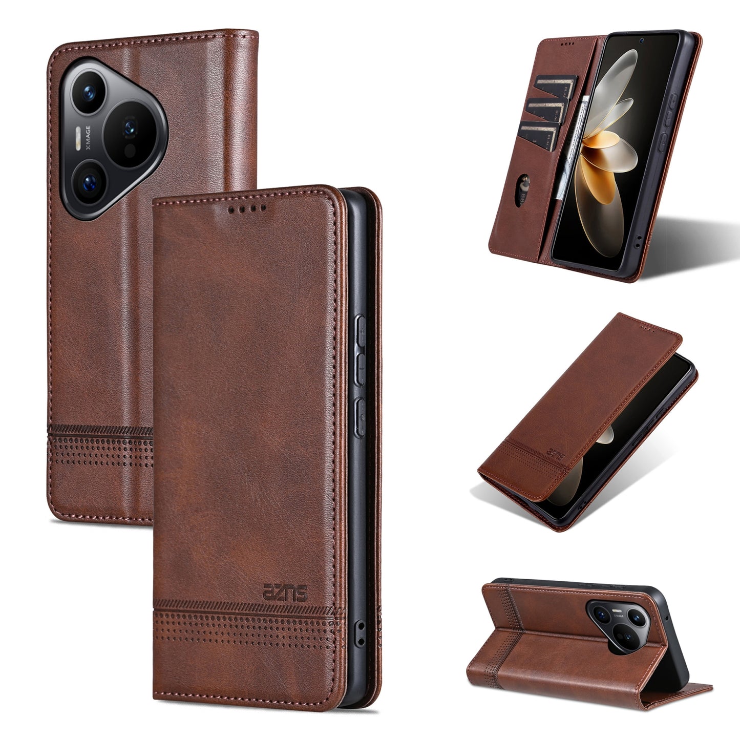 Huawei Pura 70 Leather Wallet Case with Card Holder & Magnetic Closure