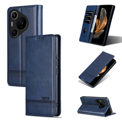 Huawei Pura 70 Pro/70 Pro+ Fine Hole Leather Wallet Case with Card Holder & Magnetic Closure