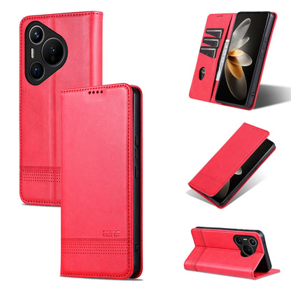 Huawei Pura 70 Fine Hole Leather Wallet Case with Card Holder & Magnetic Closure