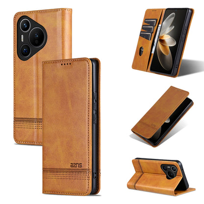 Huawei Pura 70 Fine Hole Leather Wallet Case with Card Holder & Magnetic Closure