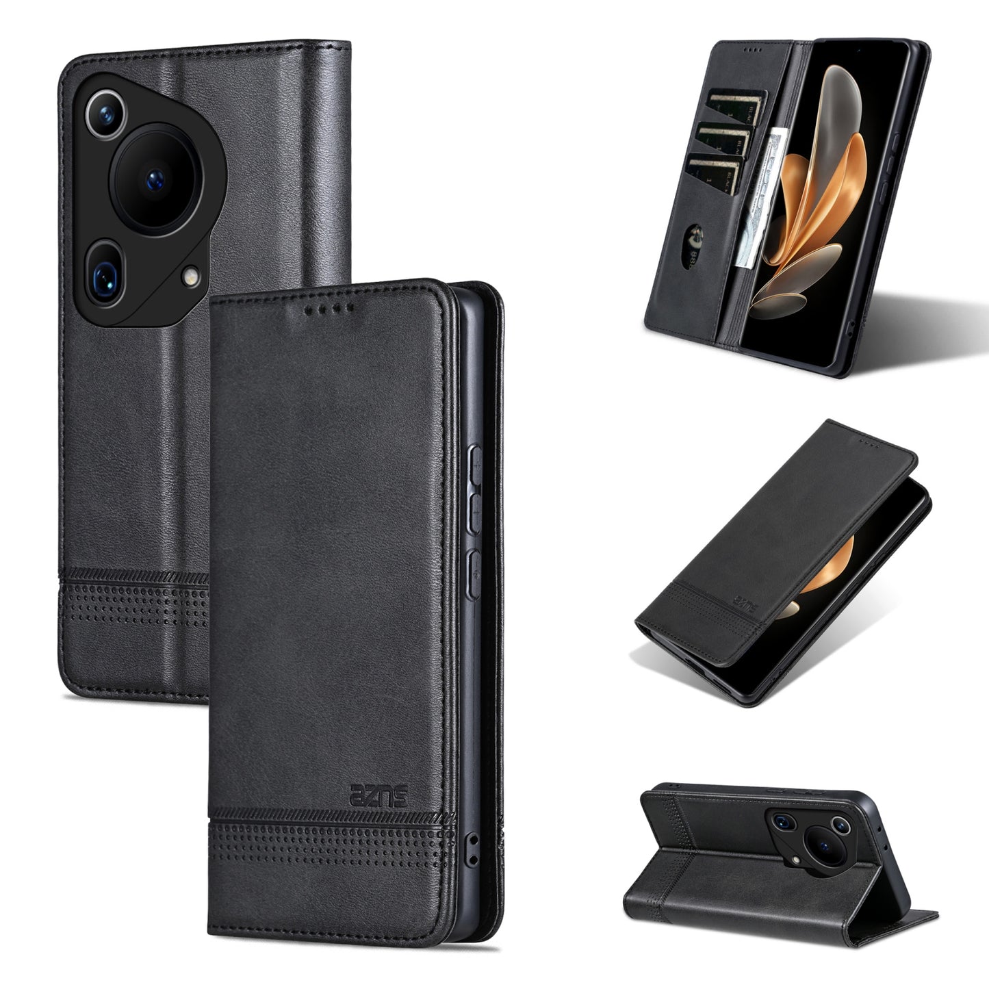 Huawei Pura 70 Ultra Leather Wallet Case with Card Holder & Magnetic Closure