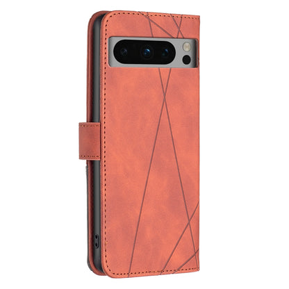 Google Pixel 8 Pro Rhombus Texture Leather Phone Case with Magnetic Buckle and Card Holder