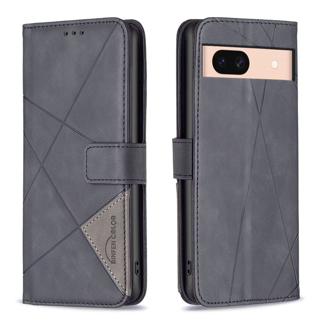 Google Pixel 8a Rhombus Texture Leather Phone Case with Magnetic Buckle and Card Holder