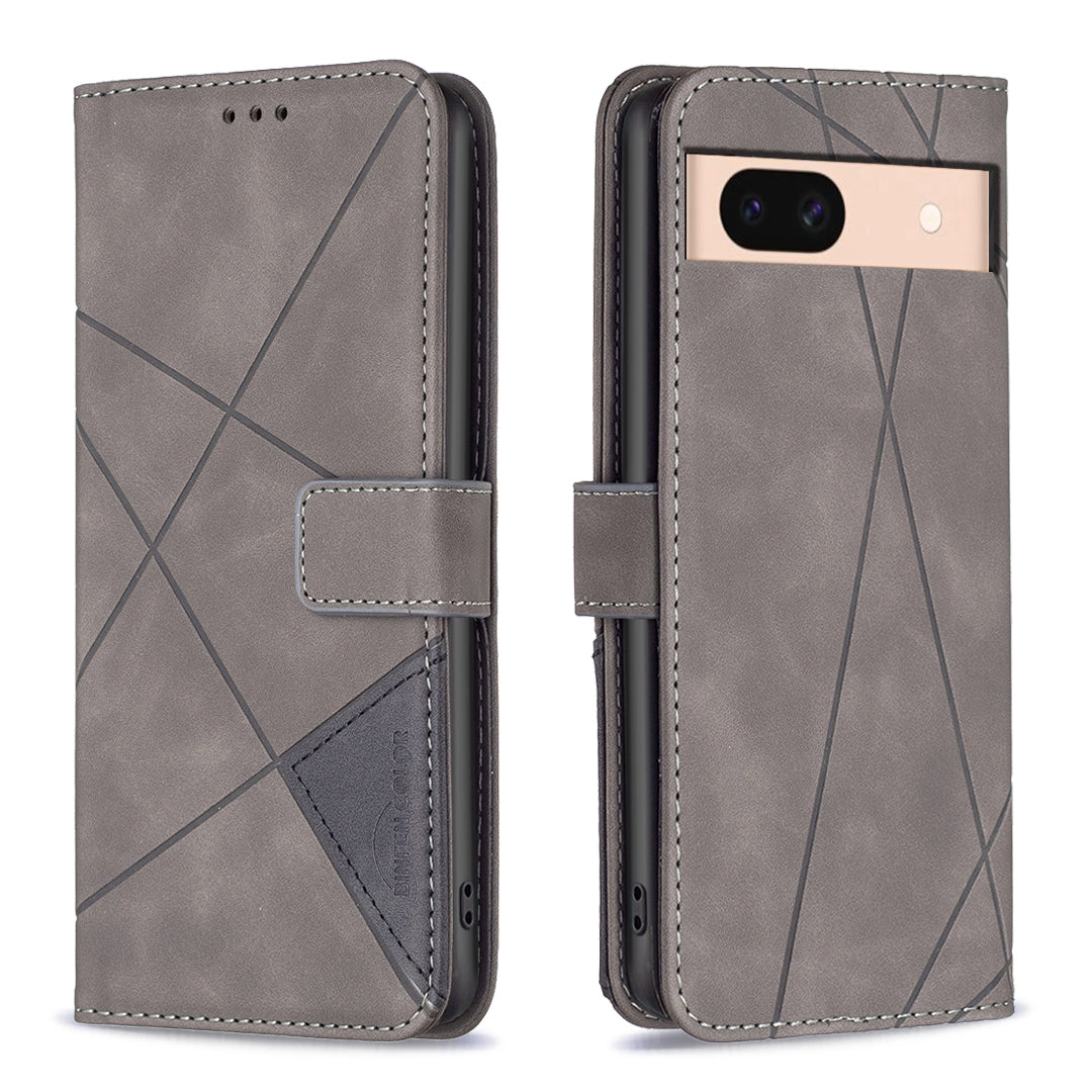 Google Pixel 8a Rhombus Texture Leather Phone Case with Magnetic Buckle and Card Holder