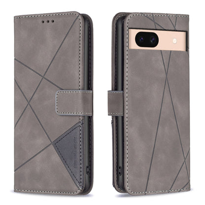 Google Pixel 8a Rhombus Texture Leather Phone Case with Magnetic Buckle and Card Holder