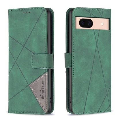 Google Pixel 8a Rhombus Texture Leather Phone Case with Magnetic Buckle and Card Holder