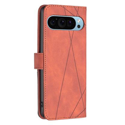 Google Pixel 9 Rhombus Texture Leather Phone Case with Magnetic Buckle and Card Holder