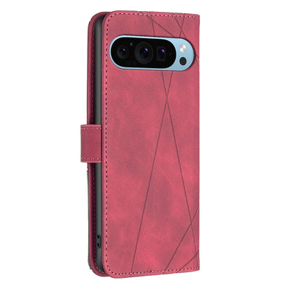 Google Pixel 9 Rhombus Texture Leather Phone Case with Magnetic Buckle and Card Holder