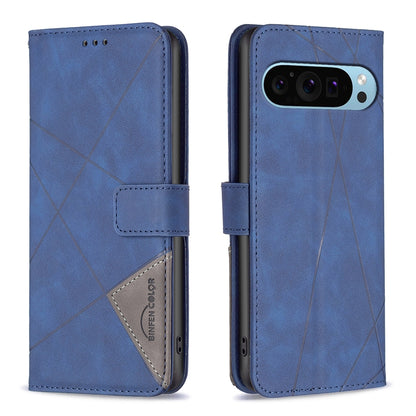 Google Pixel 9 Pro Rhombus Texture Leather Phone Case with Magnetic Buckle and Card Holder