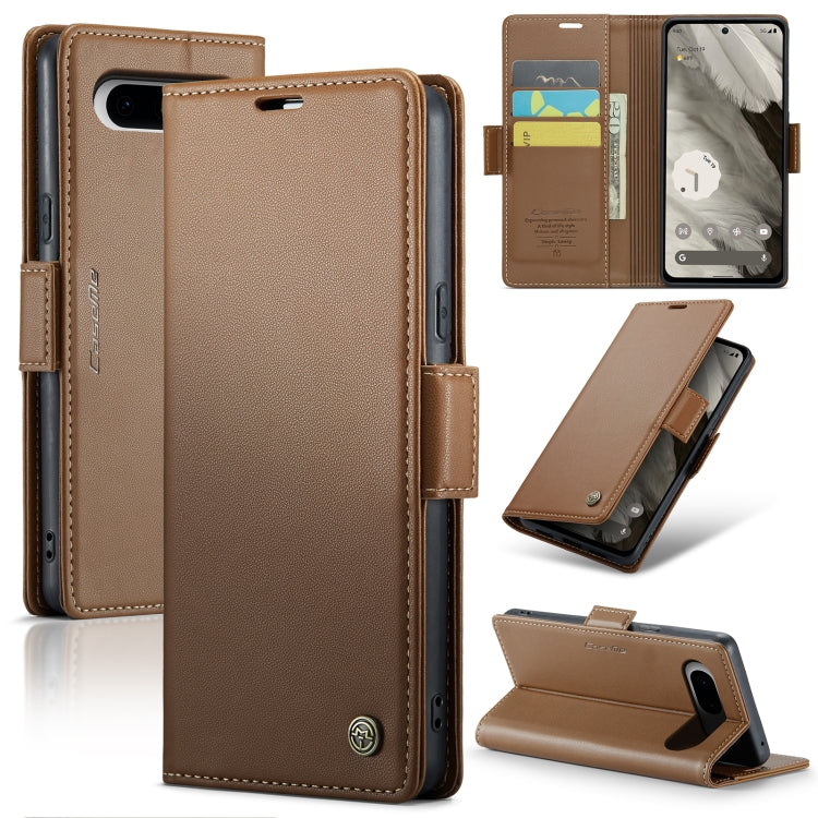 Google Pixel 8 Leather Case - RFID Anti-theft Litchi Texture with Butterfly Buckle, Card Slot & Stand