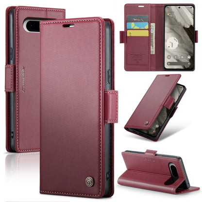 Google Pixel 8 Leather Case - RFID Anti-theft Litchi Texture with Butterfly Buckle, Card Slot & Stand