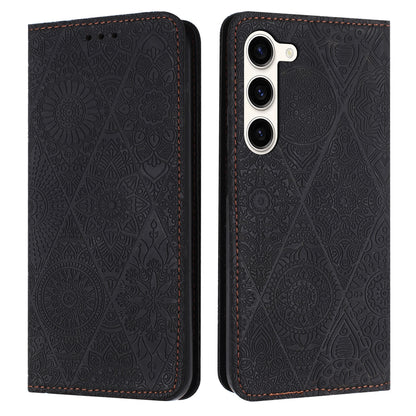 Samsung Galaxy S23 5G Embossed Leather Case with Card Holder & Stand