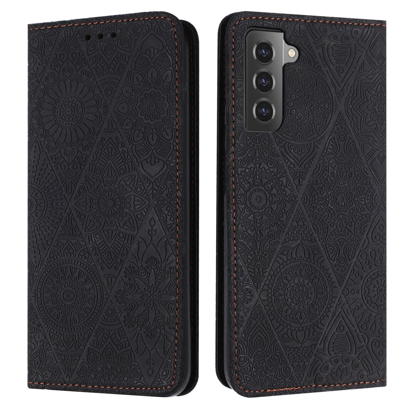 Samsung Galaxy S22 5G Embossed Leather Case with Card Holder & Stand