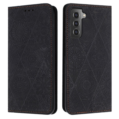 Samsung Galaxy S22 5G Embossed Leather Case with Card Holder & Stand