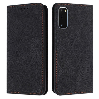 Samsung Galaxy S20+ Embossed Leather Case with Card Holder & Stand