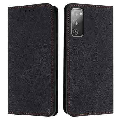 Samsung Galaxy S20 FE Embossed Leather Case with Card Holder & Stand