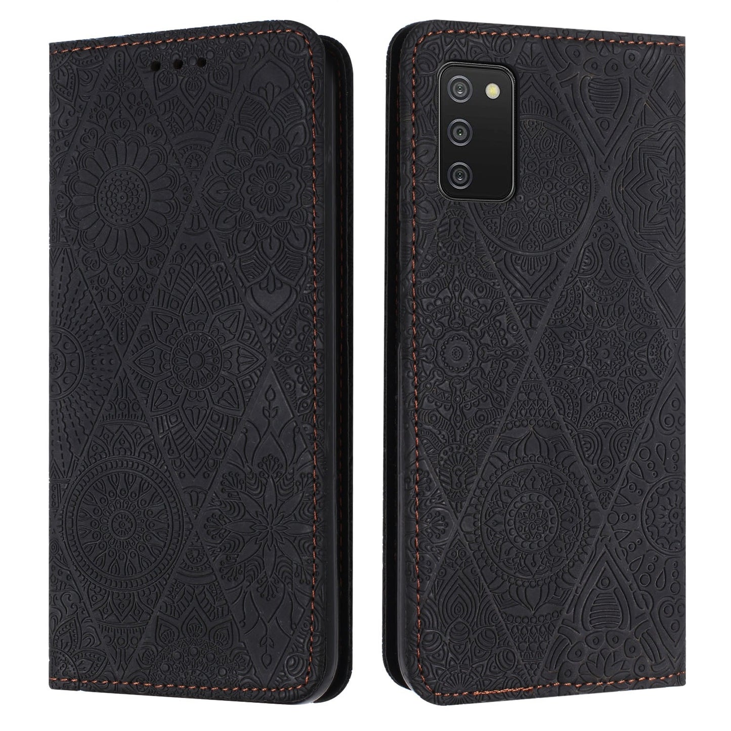 Samsung Galaxy A02s 166mm Embossed Leather Case with Card Holder & Stand