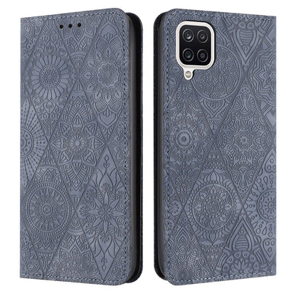 Samsung Galaxy A12 5G Embossed Leather Case with Card Holder & Stand