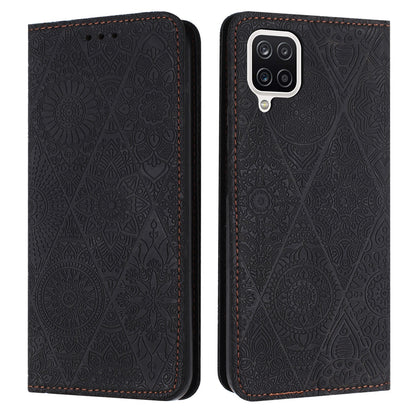 Samsung Galaxy A12 5G Embossed Leather Case with Card Holder & Stand