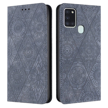 Samsung Galaxy A21s Embossed Leather Case with Card Holder & Stand