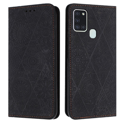 Samsung Galaxy A21s Embossed Leather Case with Card Holder & Stand