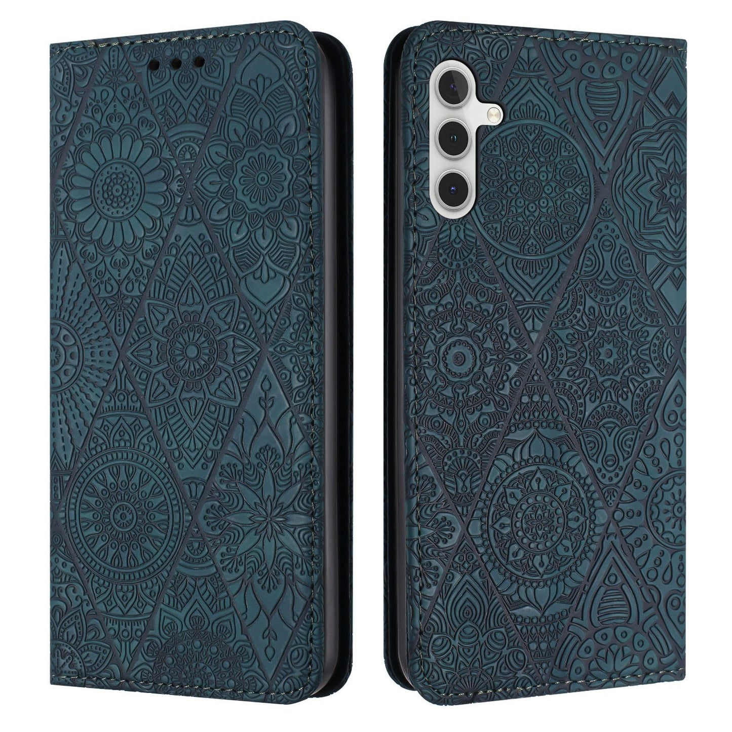 Samsung Galaxy A34 Embossed Leather Case with Card Holder & Stand