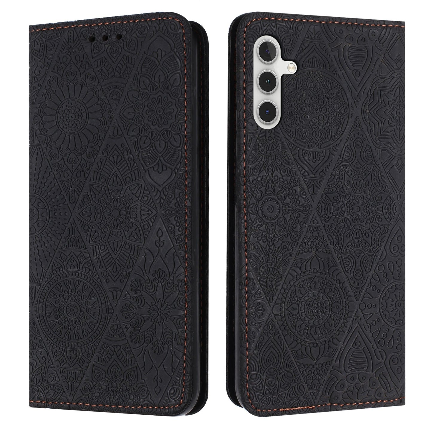 Samsung Galaxy A34 Embossed Leather Case with Card Holder & Stand