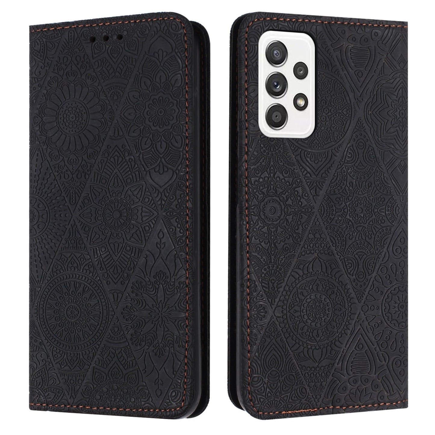 Samsung Galaxy A33 Embossed Leather Case with Card Holder & Stand