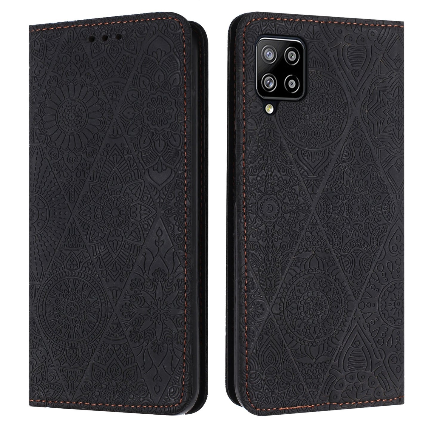 Samsung Galaxy A42 5G Embossed Leather Case with Card Holder & Stand