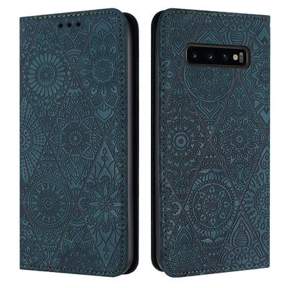 Samsung Galaxy S10+ Embossed Leather Case with Card Holder & Stand