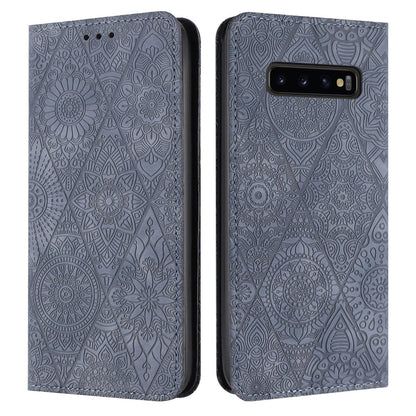 Samsung Galaxy S10+ Embossed Leather Case with Card Holder & Stand