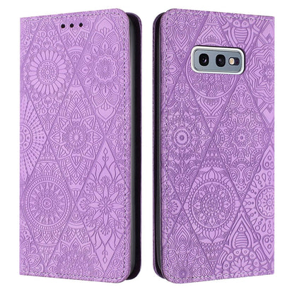 Samsung Galaxy S10e Embossed Leather Case with Card Holder & Stand