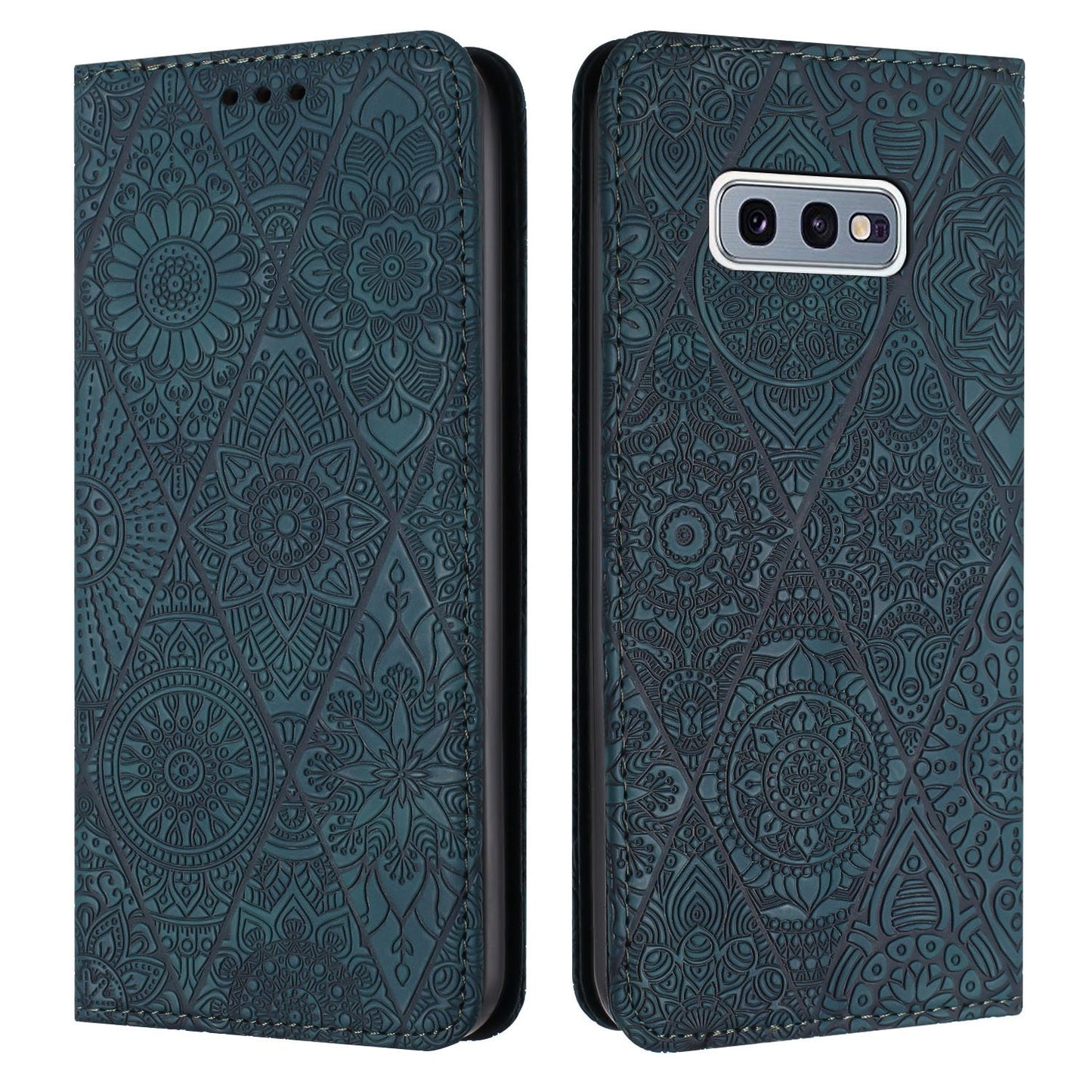 Samsung Galaxy S10e Embossed Leather Case with Card Holder & Stand