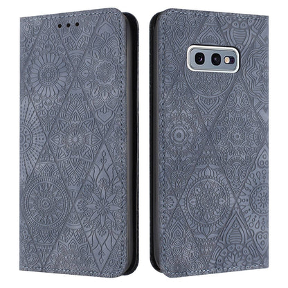 Samsung Galaxy S10e Embossed Leather Case with Card Holder & Stand