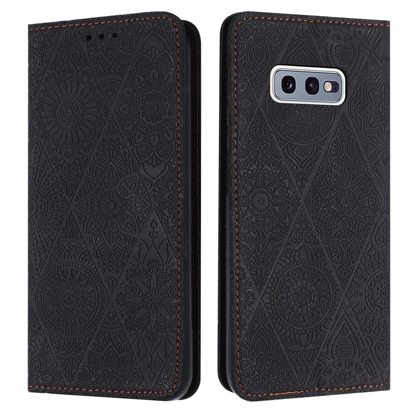 Samsung Galaxy S10e Embossed Leather Case with Card Holder & Stand