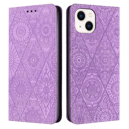 iPhone 14 Ethnic Embossed Adsorption Leather Phone Case