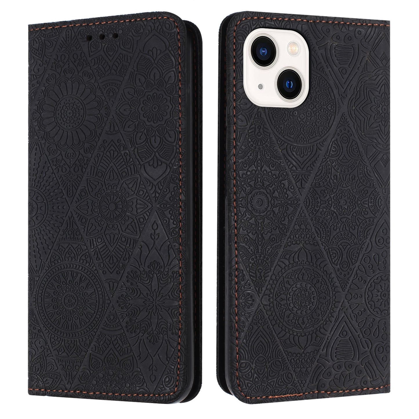 iPhone 14 Ethnic Embossed Adsorption Leather Phone Case