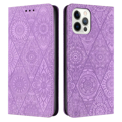 iPhone 14 Pro Ethnic Embossed Adsorption Leather Phone Case