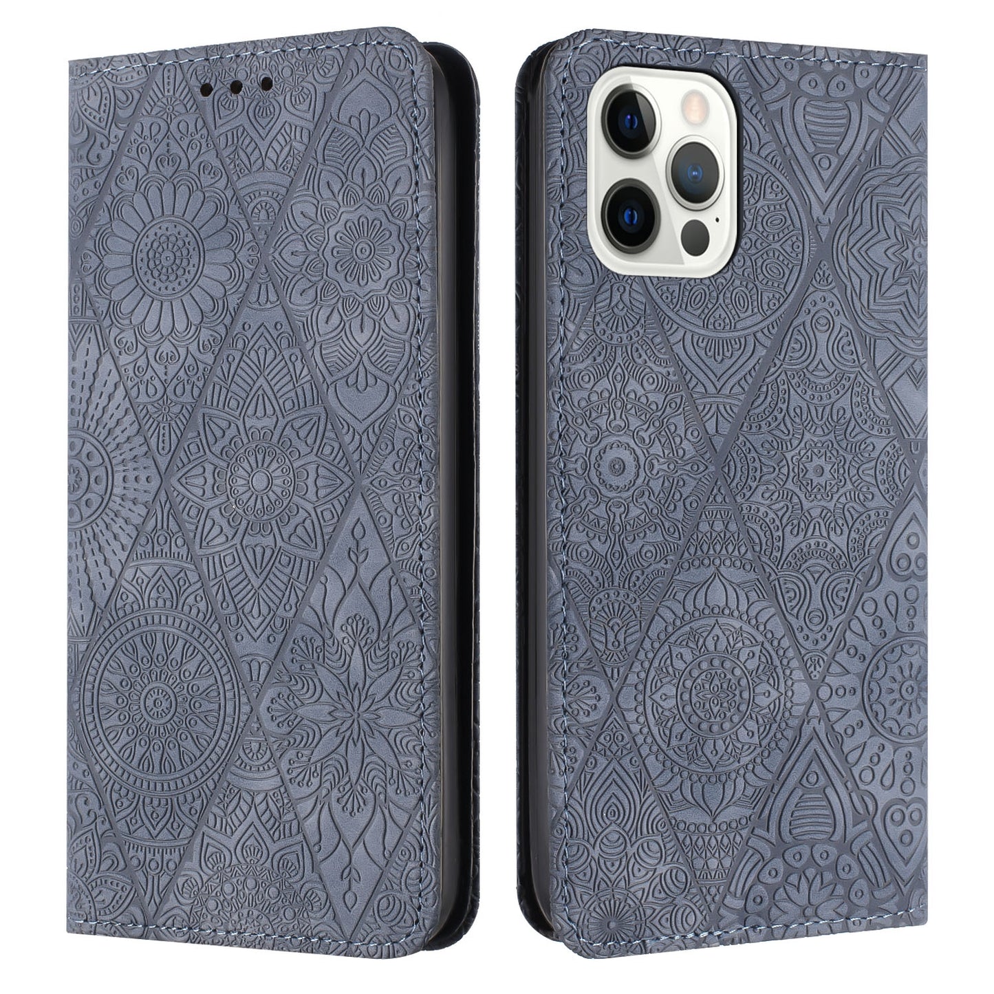 iPhone 14 Pro Ethnic Embossed Adsorption Leather Phone Case