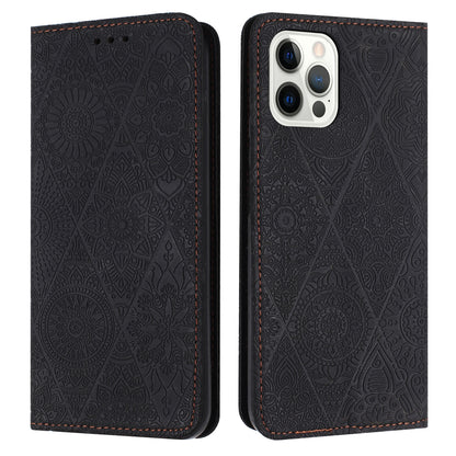 iPhone 14 Pro Ethnic Embossed Adsorption Leather Phone Case