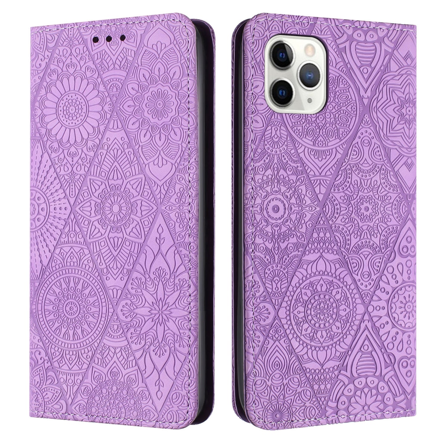 iPhone 12 / 12 Pro Ethnic Embossed Adsorption Leather Phone Case