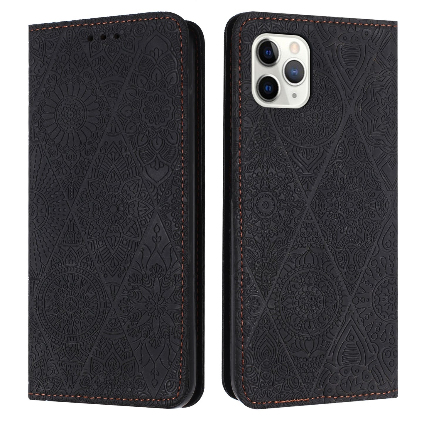 iPhone 12 / 12 Pro Ethnic Embossed Adsorption Leather Phone Case